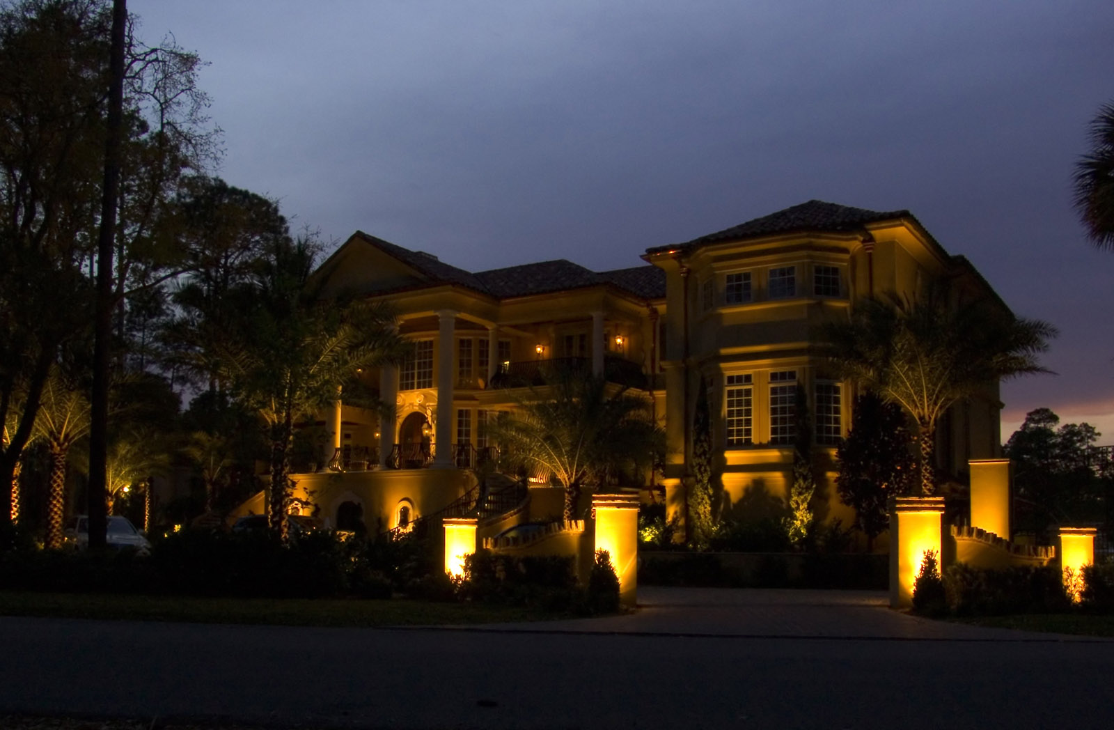 Residential Landscape Lighting at night